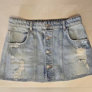 EUC Free PeopleDenim Button-Front Mini Skirt Size 10